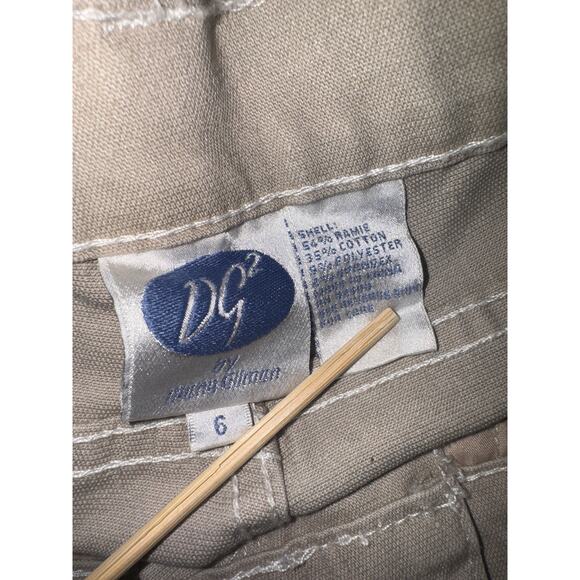 Vintage Straight Leg Khaki Jeans Pants Womens 6 Exposed Stitching Ramie Tan - Picture 7 of 8